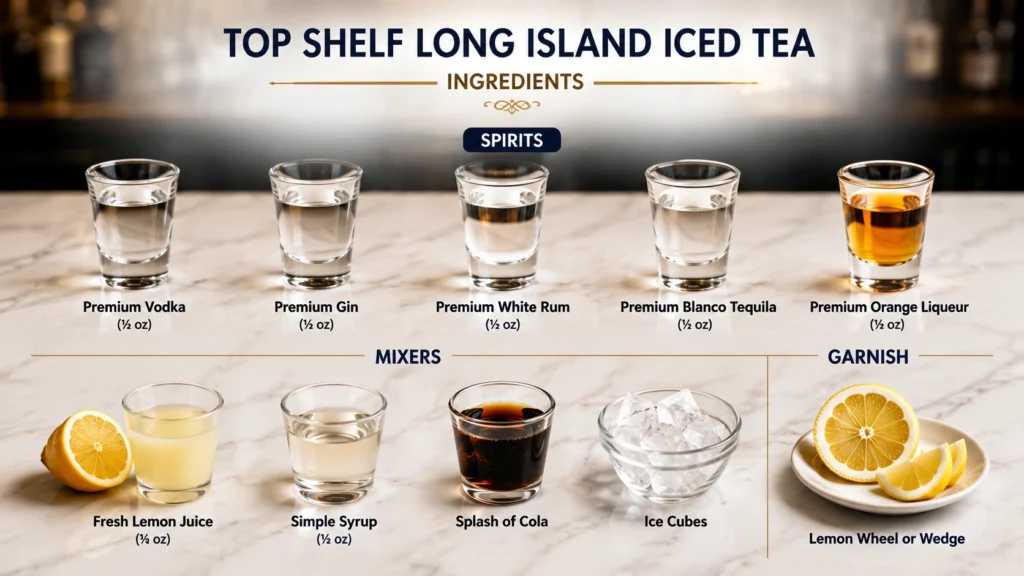 Top Shelf Long Island Iced Tea Recipe Ingredients