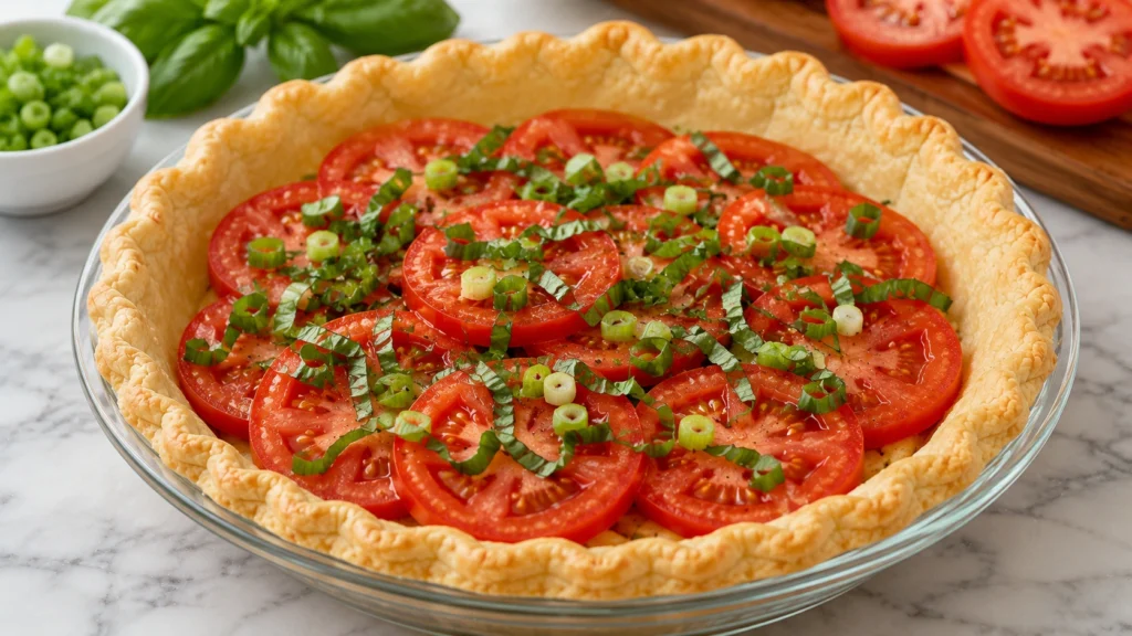 layer-tomatoes-and-basil-in-pie-crust