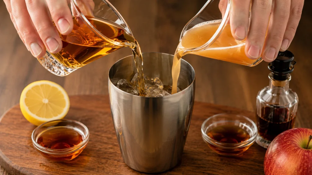 mix bourbon apple cider and lemon juice